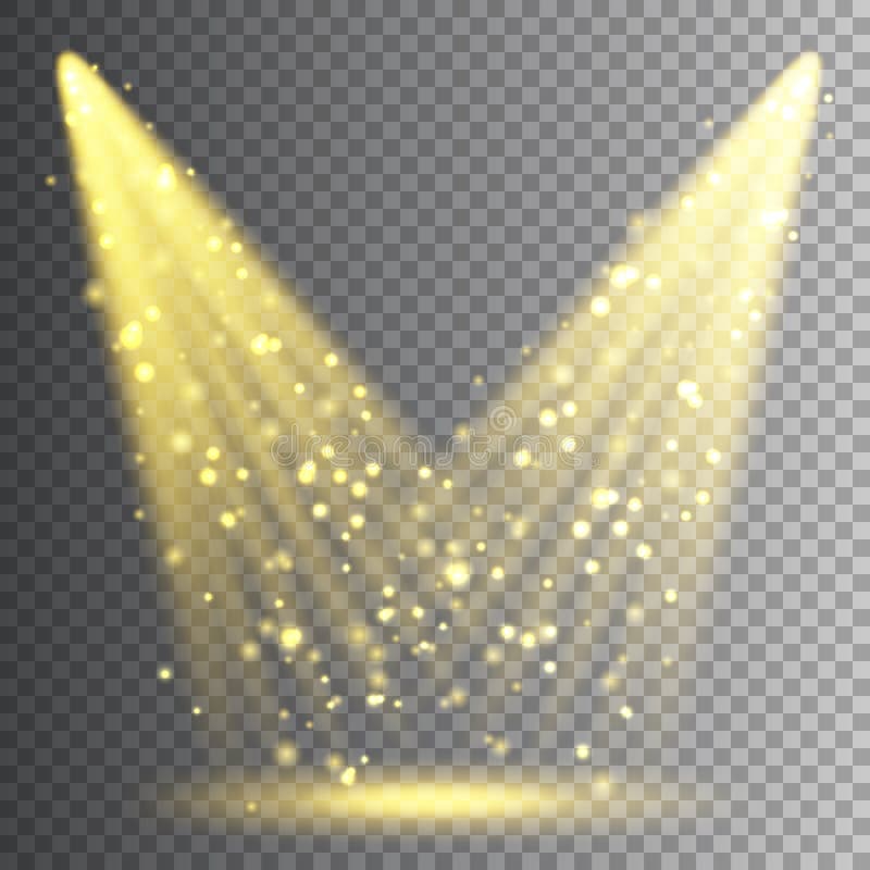 Vector Spotlight. Bright Christmas Glowing Light Beam with Sparkles