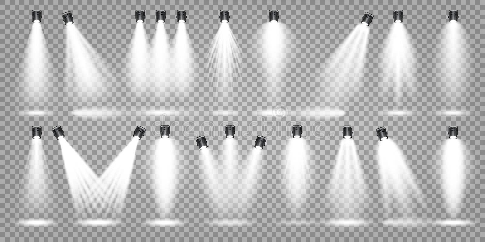 Vector Spotlight. Bright Light Beam. Transparent Realistic Effect