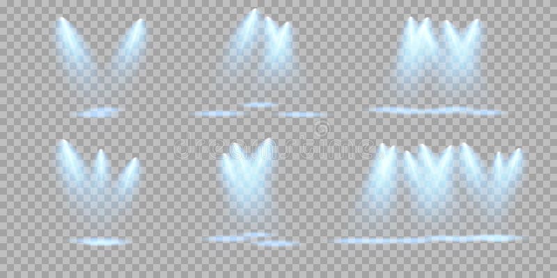 Vector Spotlights. Scene. Light Effects. Glow Light Effect. Vector Illustration. Stock Vector