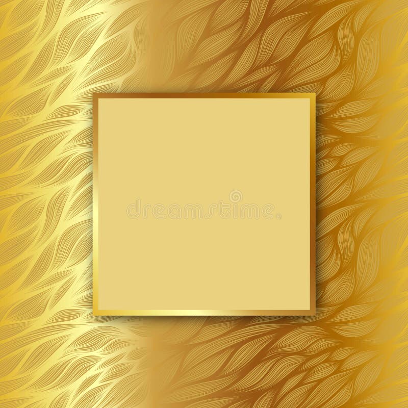 Vector square frame with shadow on leaf pattern on gold background royalty free illustration Vector square frame with shadow on leaf pattern on gold background royalty free illustration