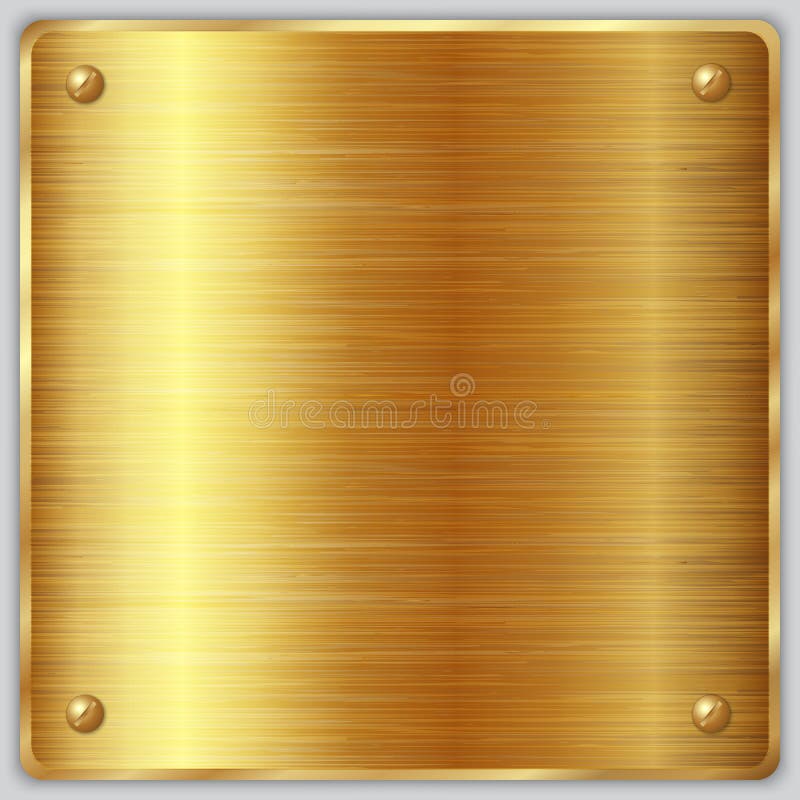 Vector Square Gold Metallic Plate with Screws Stock Vector