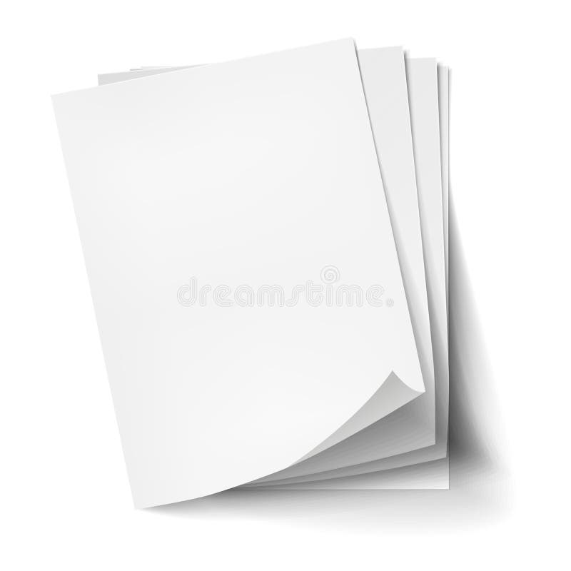 Stack of White Office Paper on White Background Stock Illustration -  Illustration of piece, archives: 29843609