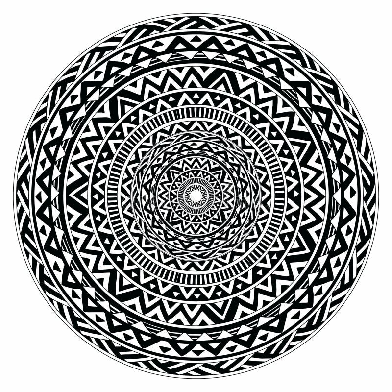 Vector stammen volks Azteeks geometrisch patroon in cirkel royalty-vrije illustratie Vector stammen volks Azteeks geometrisch patroon in cirkel royalty-vrije illustratie