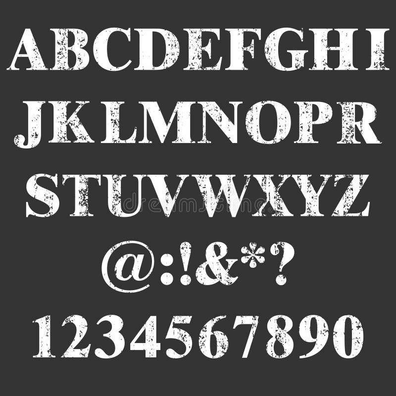 Vector Stamp All Letters and Numbers. Grunge Texture. Vintage Elements ...