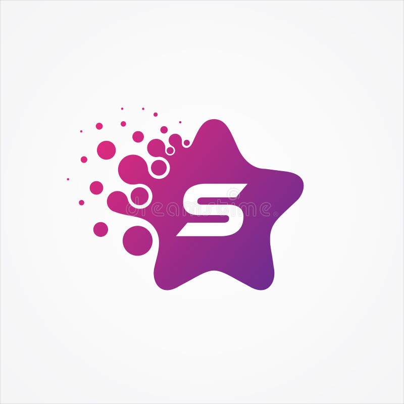 Vector stars pixel for technology symbol letter S design minimalist