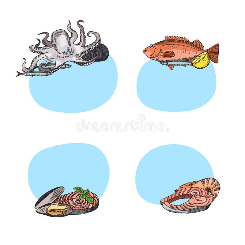 Seafood Stickers Stock Illustrations 1,107 Seafood Stickers Stock Illustrations, Vectors