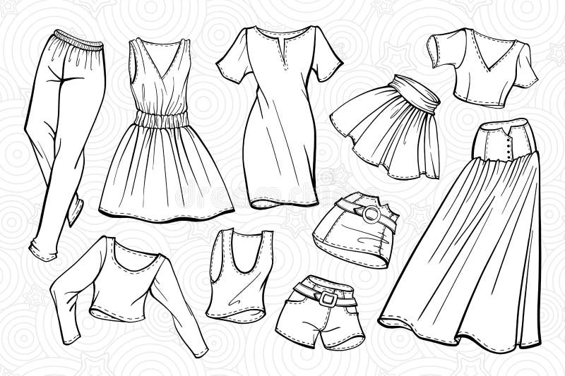 Vector Stylish Fashion Set of Woman S Clothes Stock Vector ...