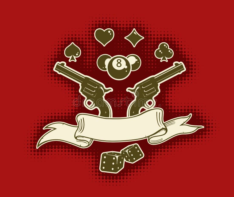 Vector stylish wallpaper with guns and ribbon royalty free illustration