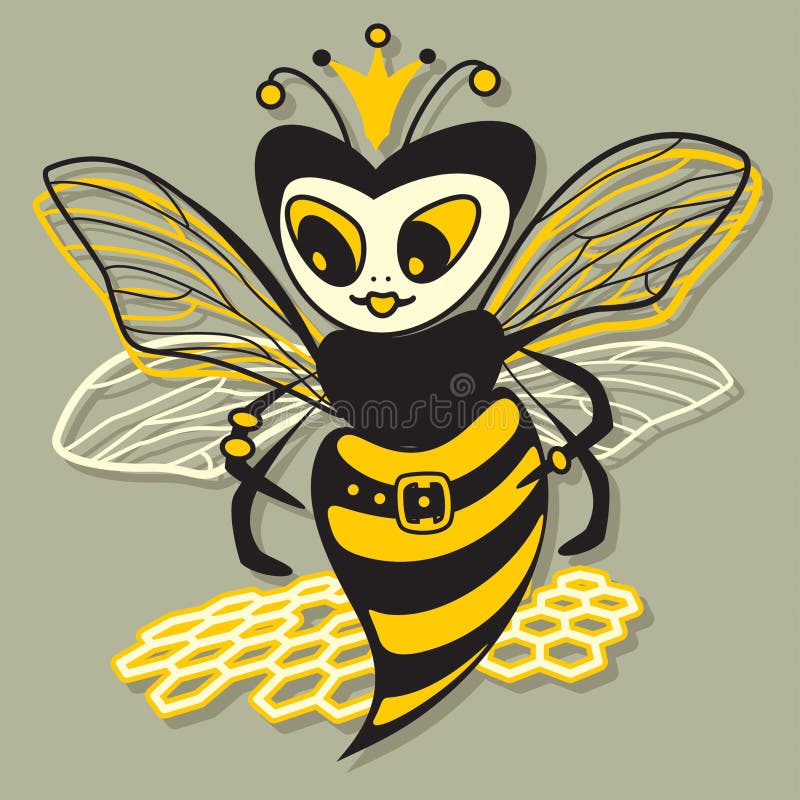Download Bee Queen stock vector. Illustration of stripe, yellow ...