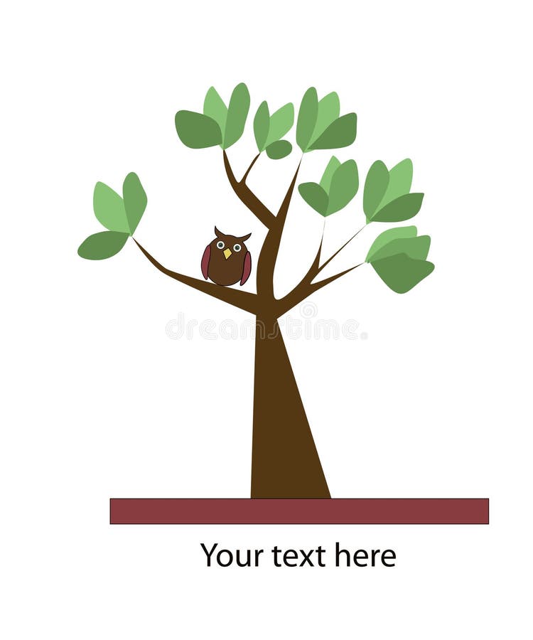 Vector summer background with tree and owl