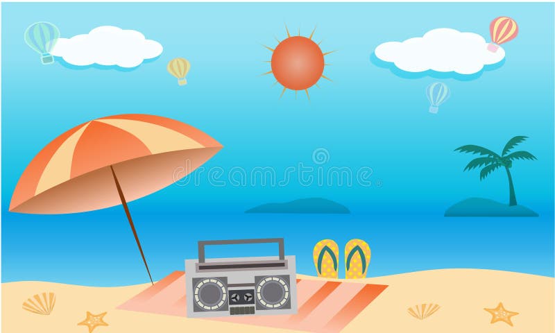 Vector of summer beach activity concept, welcome to holiday summer.