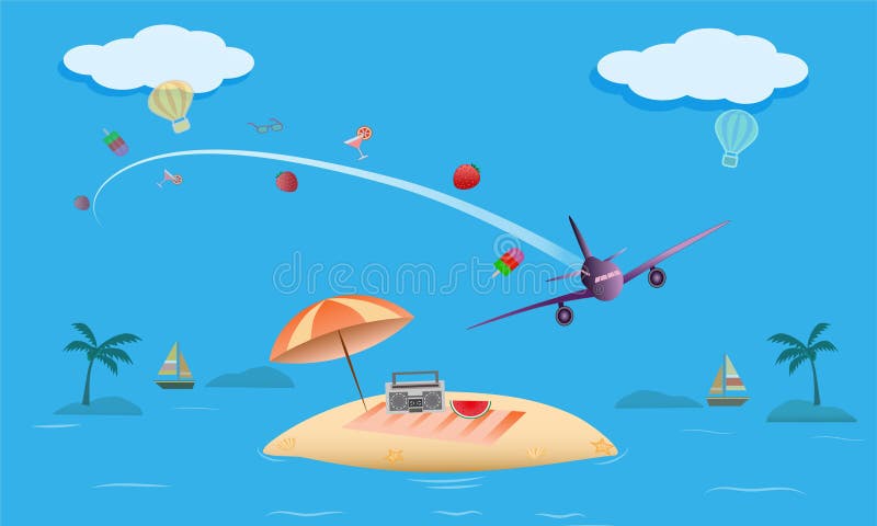 Vector of summer beach activity concept, welcome to holiday summer.