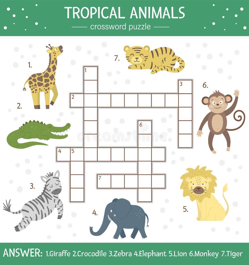 Vector Summer Crossword Puzzle for Kids. Simple Quiz with Tropical Animals for Children Stock Vector - Illustration of animal, giraffe: 179249282 Vector Summer Crossword Puzzle for Kids. Simple Quiz with Tropical Animals for Children Stock Vector - Illustration of animal, giraffe: 179249282