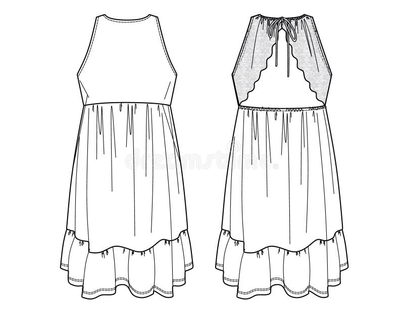 Summer dress fashion stock vector. Illustration of outline - 238550449