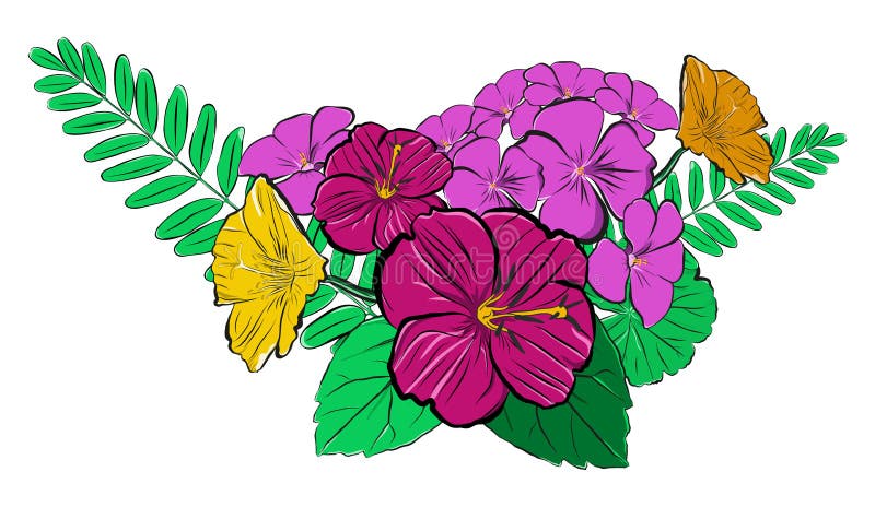 Vector summer flowers bouquet royalty free illustration