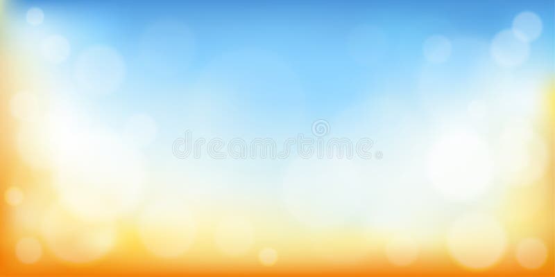 Vector Summer Nature Background with Blue Sky and Orange Colour, Bright  Colour Background with Abstract Blurry Bokeh Light Effect Stock Vector -  Illustration of light, morning: 166275965