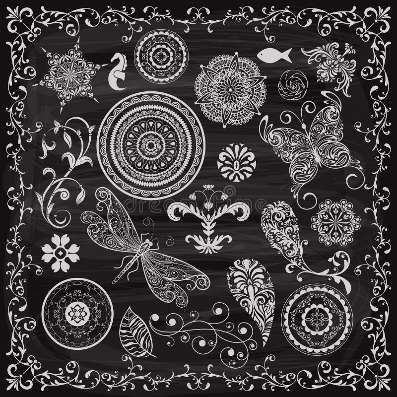 Vector summer vintage floral bright design elements stock illustration