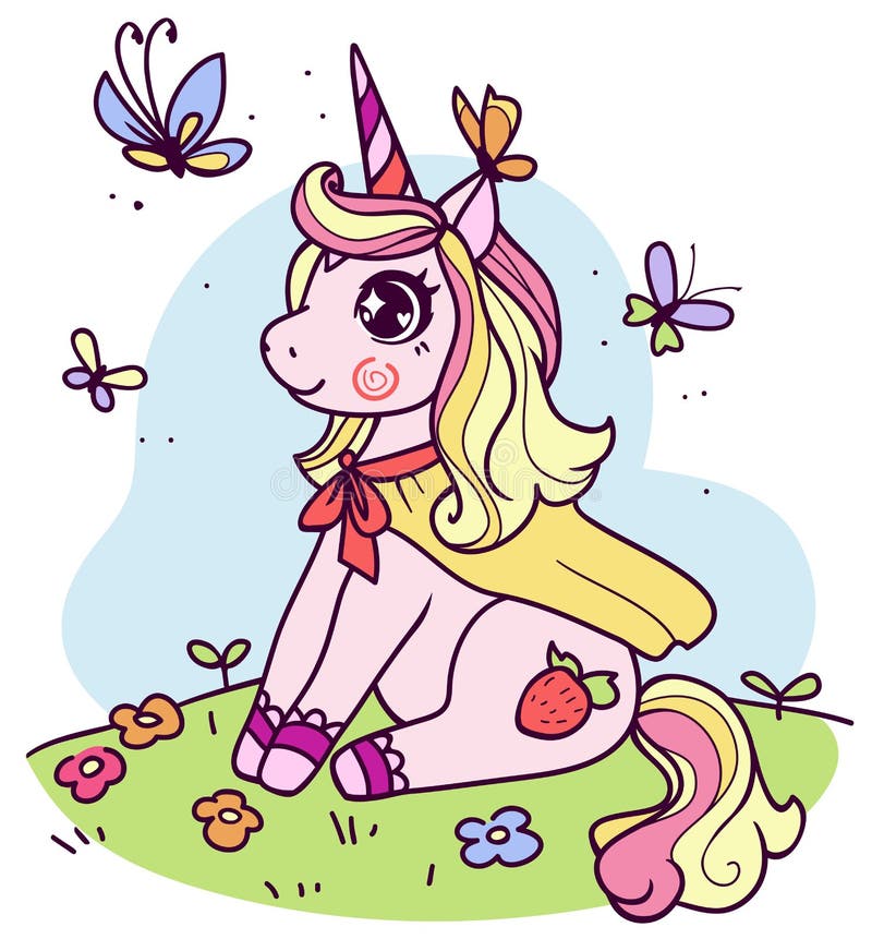 Vector Color Image of a Cute Unicorn Stock Vector Illustration of