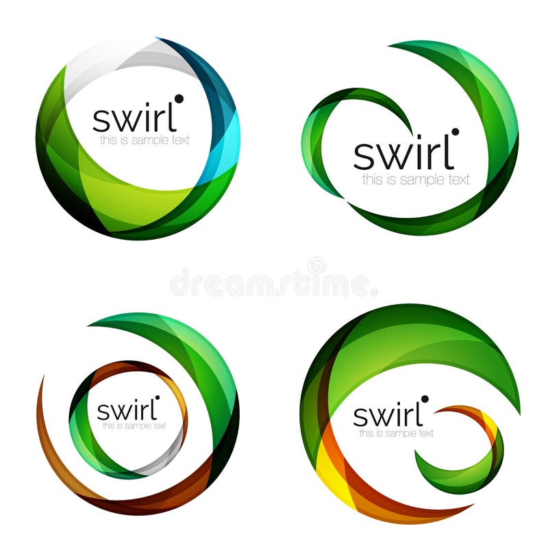 Vector swirl set, geometric business icons or web banners templates with sample slogan. Created with color overlapping royalty free illustration Vector swirl set, geometric business icons or web banners templates with sample slogan. Created with color overlapping royalty free illustration