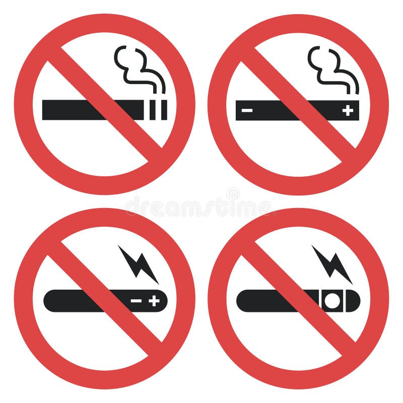 Vector symbol set - vaping forbidden, smoking electronic royalty free illustration Vector symbol set - vaping forbidden, smoking electronic royalty free illustration