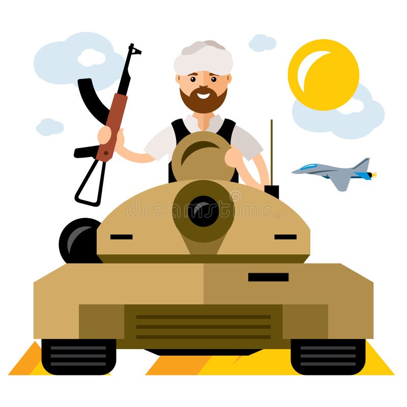 Vector Tankman, War in the Middle East. Flat Style Colorful Cartoon Illustration. Stock Vector - Illustration of east, force: 90770951 Vector Tankman, War in the Middle East. Flat Style Colorful Cartoon Illustration. Stock Vector - Illustration of east, force: 90770951