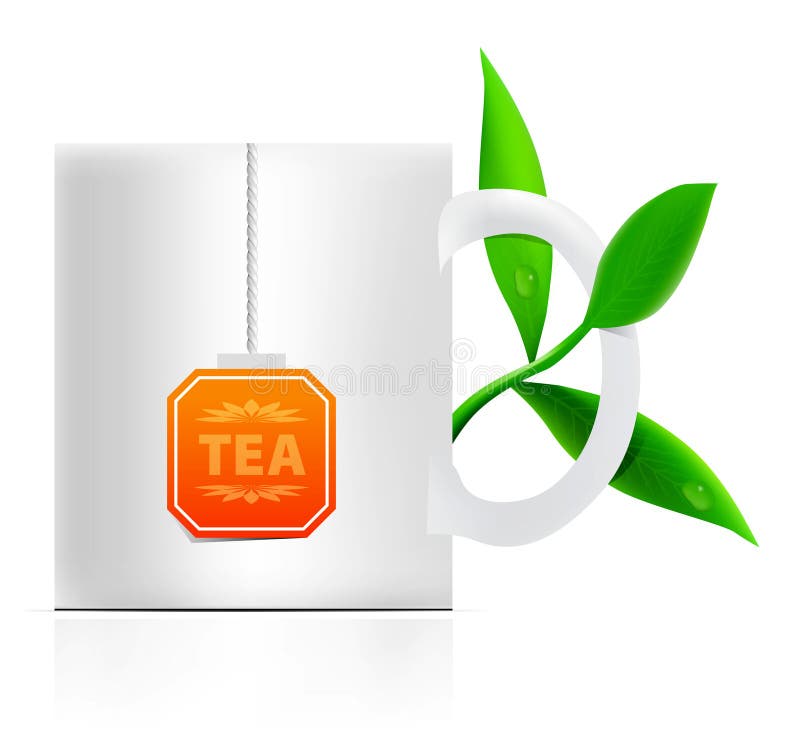 Vector tea mug with teabag label