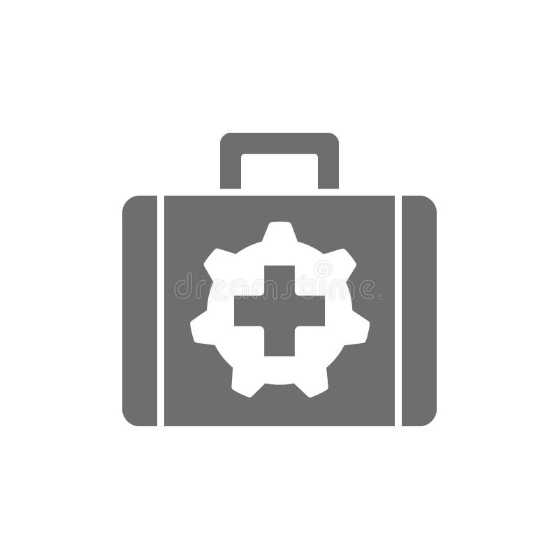 Vector technical assistance suitcase grey icon. Isolated on white background royalty free illustration