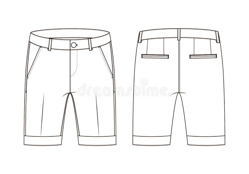 Fashion Technical Sketch of Pants with Cuffs in Vector Graphic Stock Vector  - Illustration of size, label: 165163302