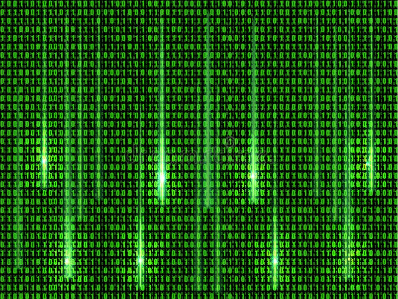 Vector Technology Background, Glowing Light Stripes, Green Matrix Data ...