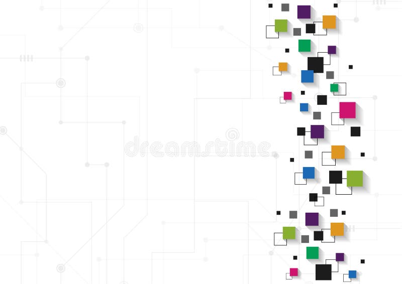 Vector technology concept. Connected Lines and Squares