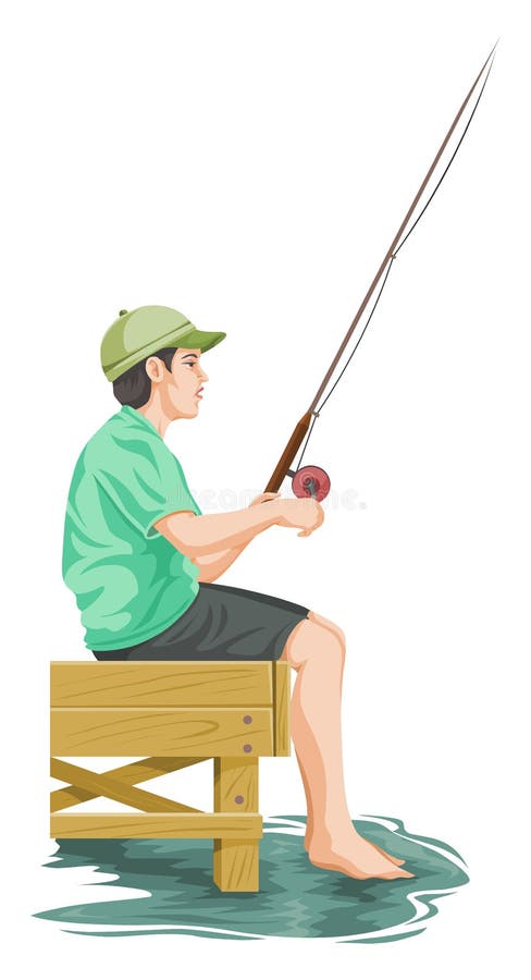 The Young Man Is Fishing The Fish Stock Illustration - Download Image Now -  Fishing, Boys, Cartoon - iStock