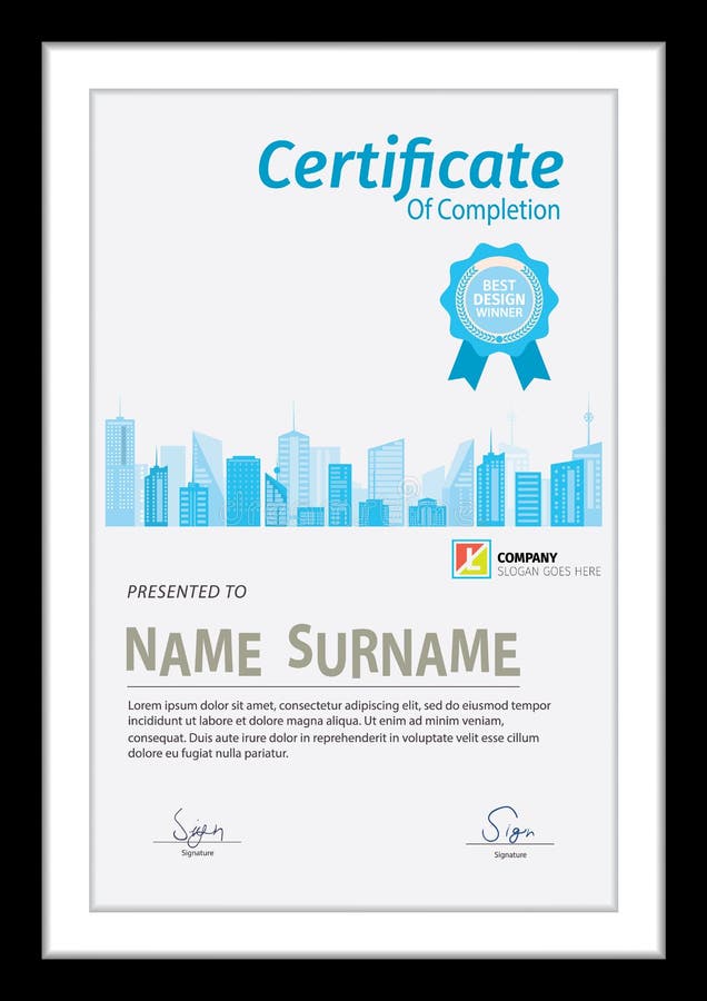 Vector template for certificate wite detial city scape.