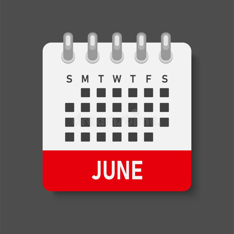 Vector template icon page calendar, month June stock illustration