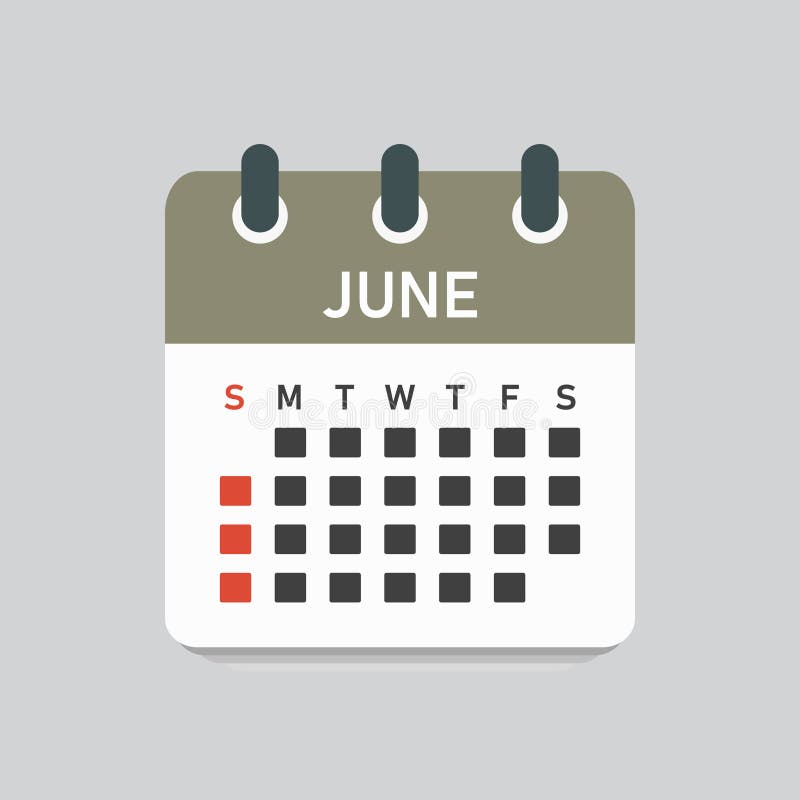 Vector template icon page calendar, month June royalty free illustration