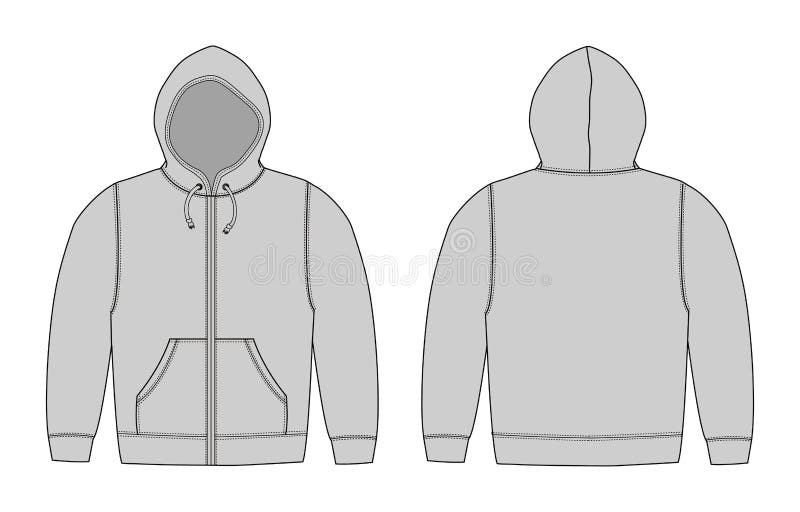 Illustration of Hoodie , Hooded Sweatshirt , Front Zipper / Gray Stock ...