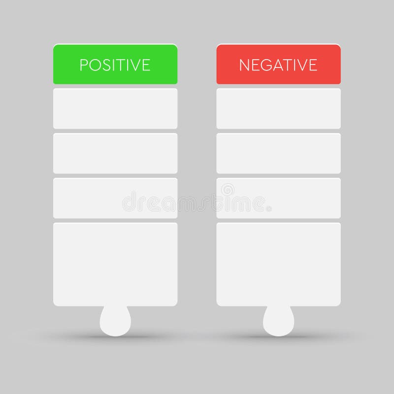 Vector Template with Positive and Negative List Stock Vector