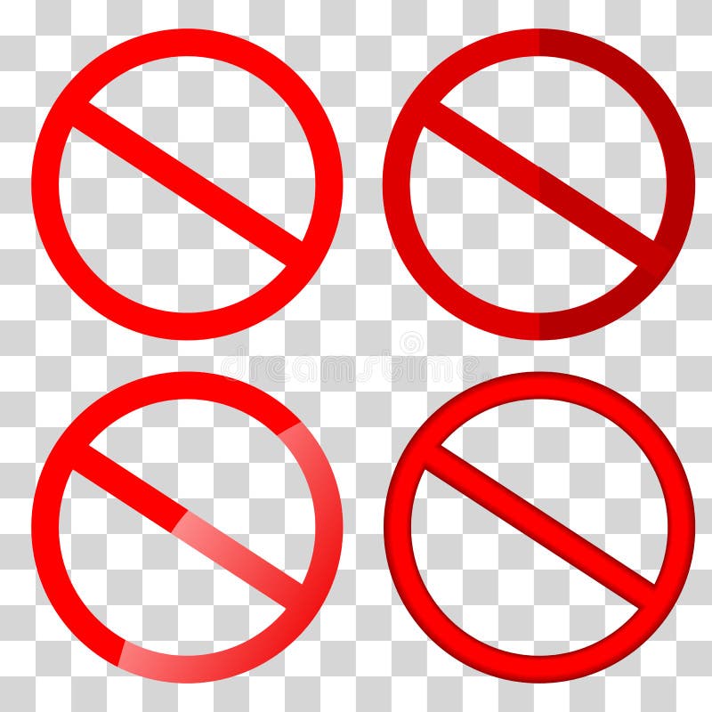 Four Style Blank Template Prohibition Sign at Transparent Effect Background stock illustration