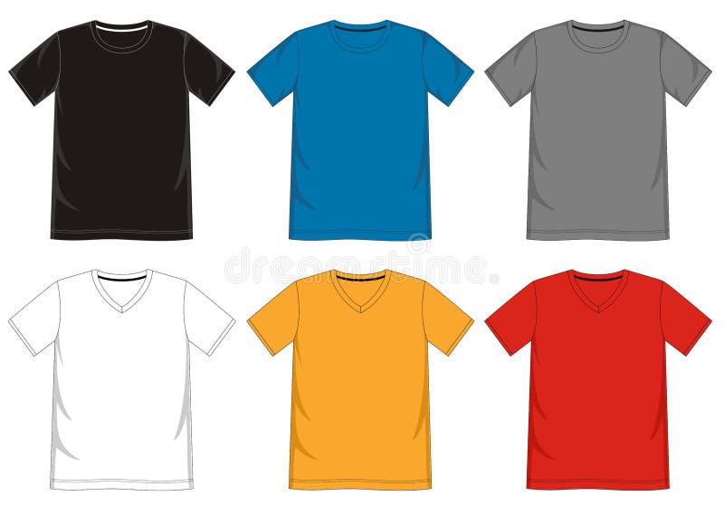 Download TShirt Template With V-neck Stock Vector - Illustration of ...