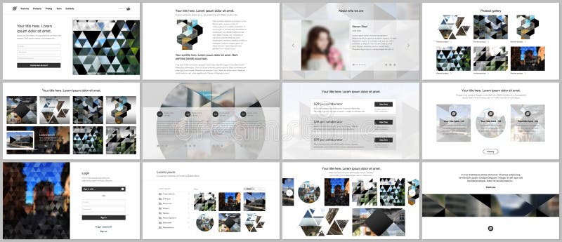 Vector templates for website design, presentations, portfolio. Templates with triangles, triangular pattern for stock illustration