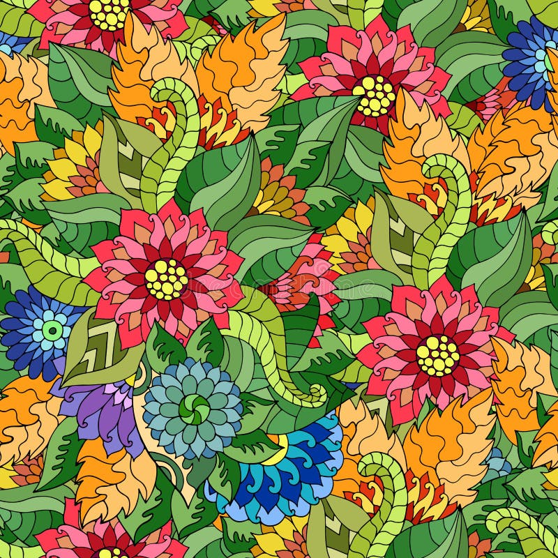 Vector a textura sem emenda com flores e as folhas abstratas ilustração royalty free Vector a textura sem emenda com flores e as folhas abstratas ilustração royalty free