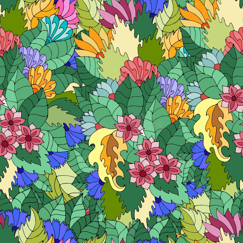 Vector a textura sem emenda com flores e as folhas abstratas ilustração royalty free Vector a textura sem emenda com flores e as folhas abstratas ilustração royalty free