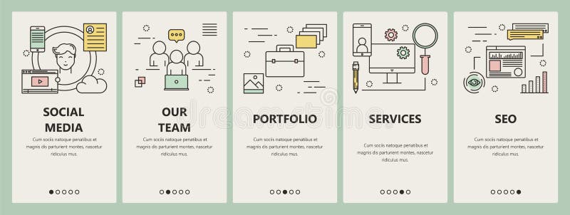 Vector thin line flat design social media concept vertical banners royalty free illustration Vector thin line flat design social media concept vertical banners royalty free illustration