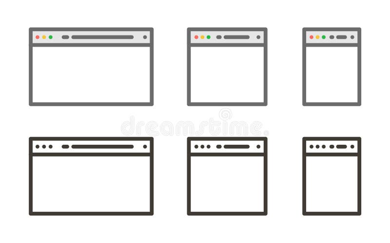 Vector thin line icon outline linear stroke graphic element of a blank web page tab in different sizes royalty free illustration
