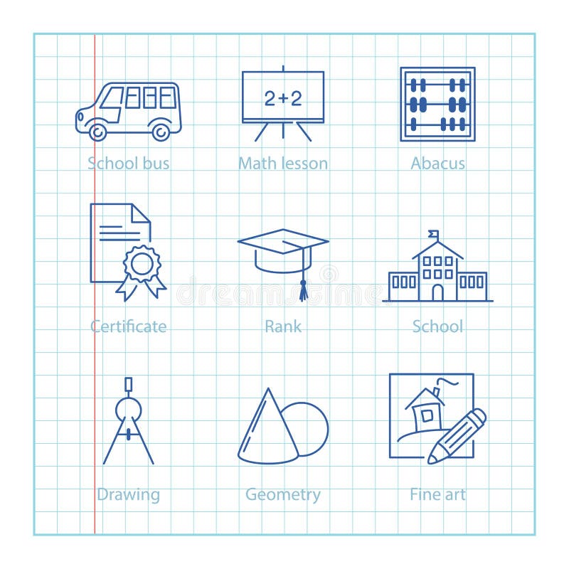Vector thin line icons set for Education and Science infographics