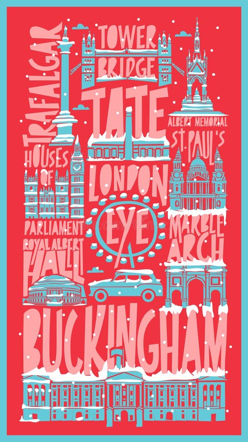 Vector touristic hand drawn london city poster stock illustration Vector touristic hand drawn london city poster stock illustration