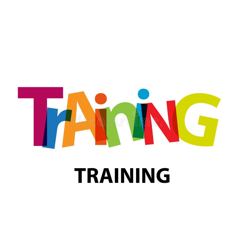 Vector training. Broken colorful text and word royalty free illustration