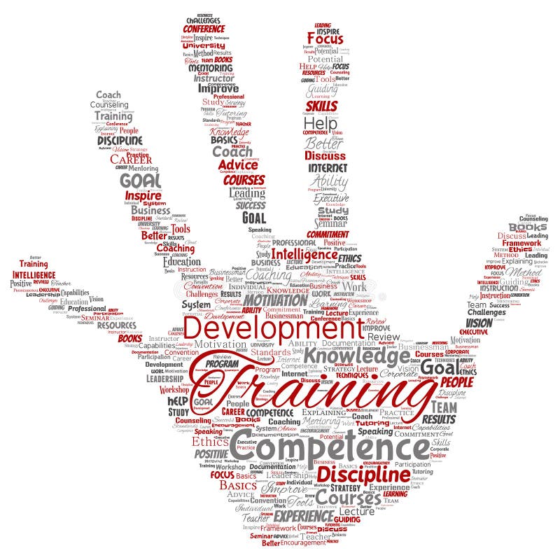 Vector training, coaching or learning, study hand print royalty free illustration