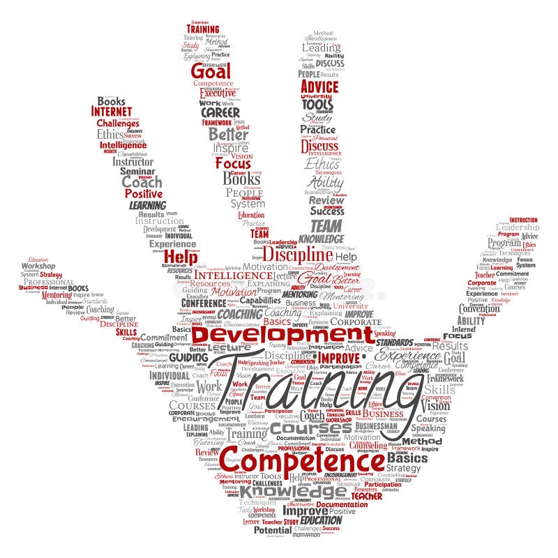 Vector training, coaching or learning, study hand print vector illustration
