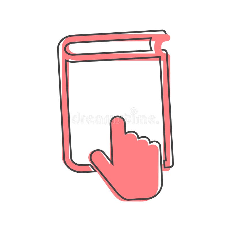 Vector training symbol icon. Distance learning. Online learning. The hand opens the book cartoon style on white isolated royalty free illustration