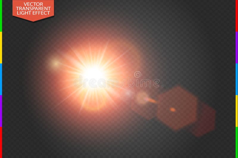 Vector transparent bright red sunlight special lens flare light effect hexagon elements. Transparency in additional format only. Additional format vector vectors